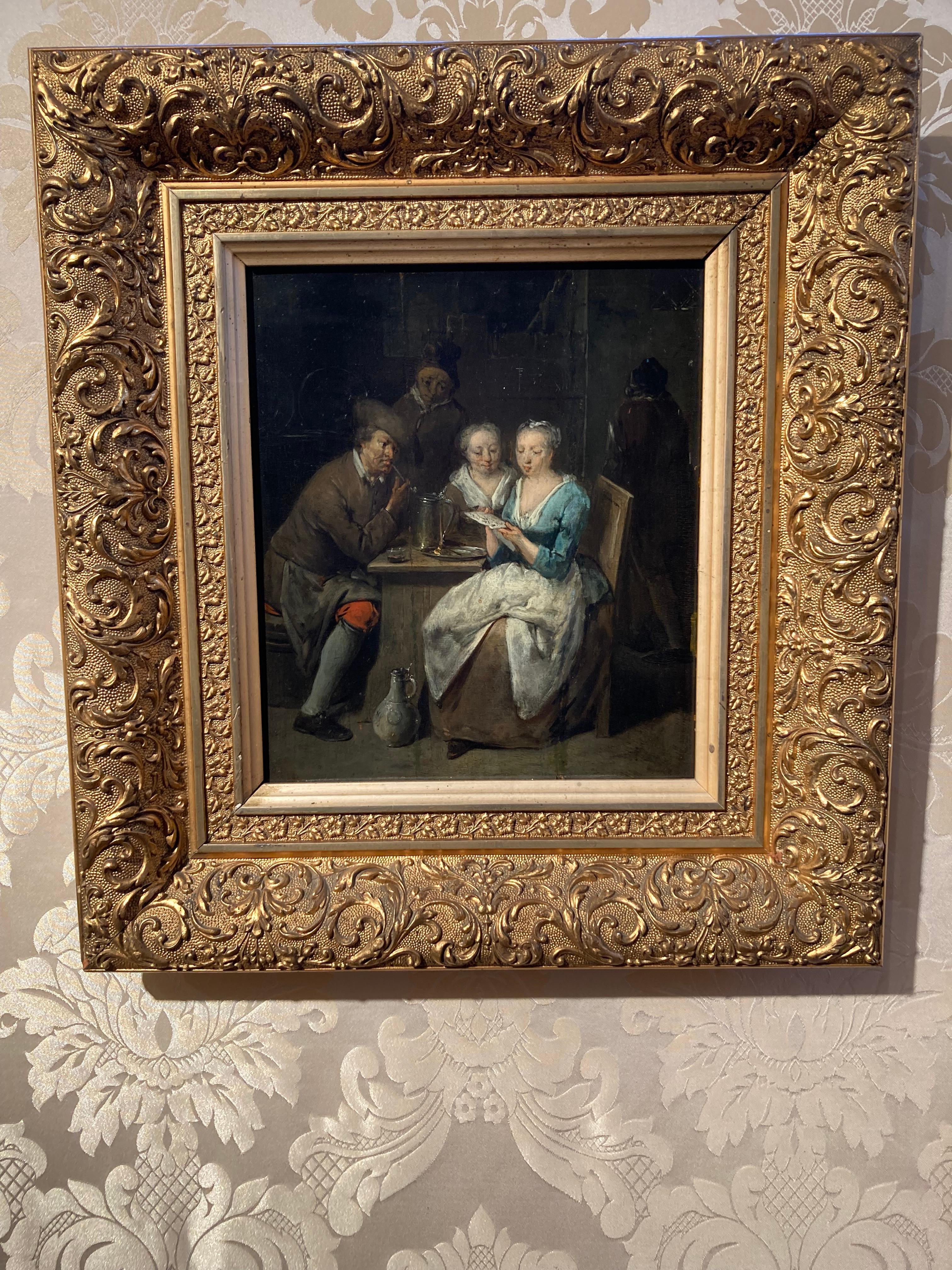Dutch School, Elegant Couple, Tavern Interior Scene, Cabinet Piece, A PAIR For Sale 4