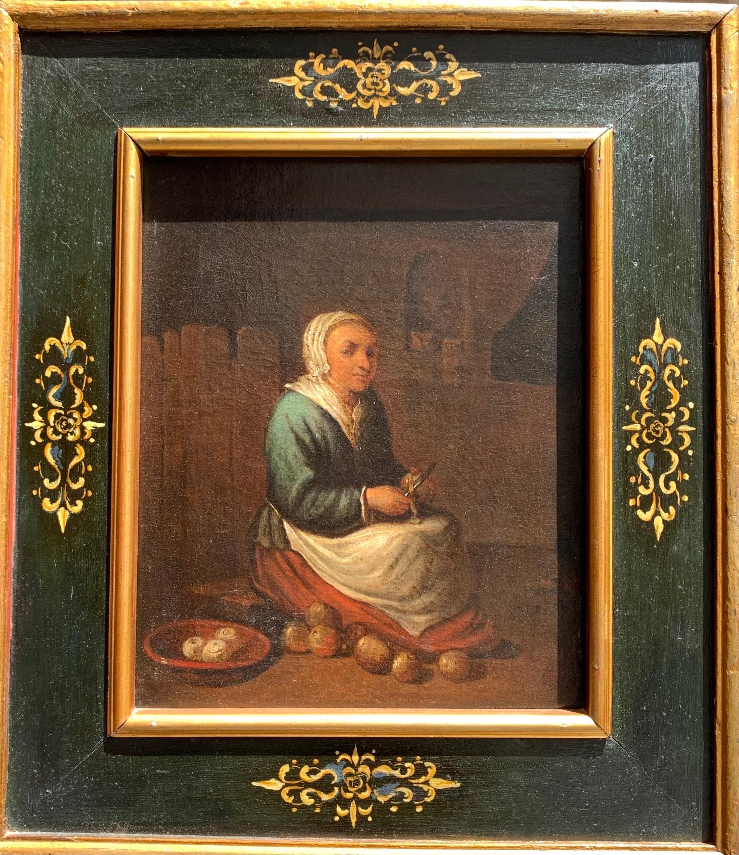 Dutch School, late 17th - early 18th century Scene with Cook Peeling Apples