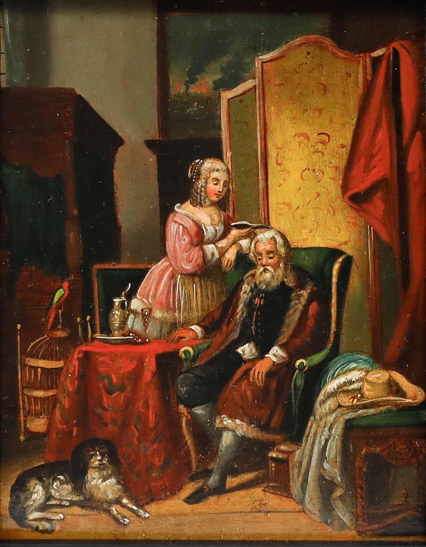 Holländische Schule Ende des 19. Jahrhunderts Öl - In der Stube – Painting von Unknown