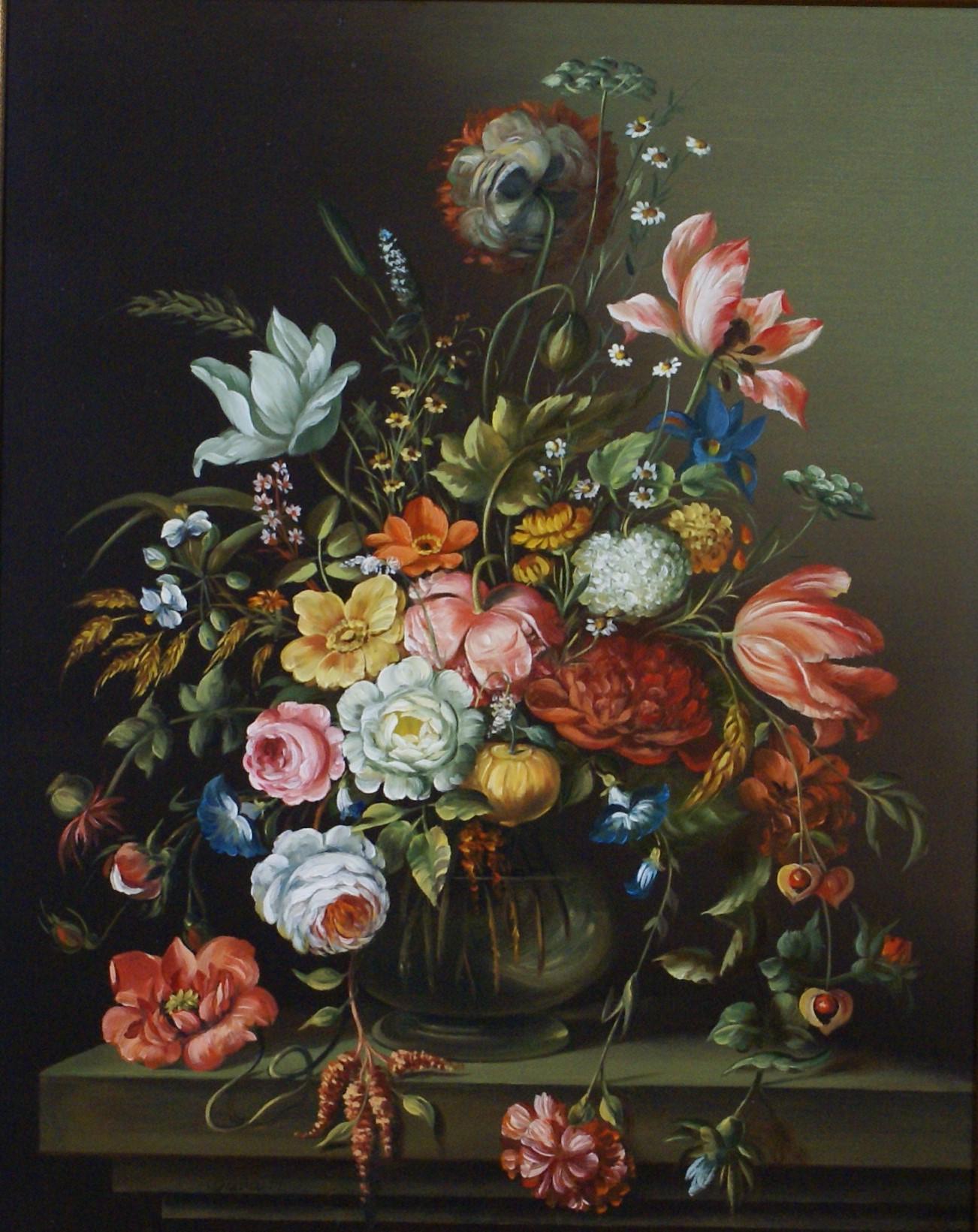 Dutch-Style Floral Still Life - Painting by Unknown