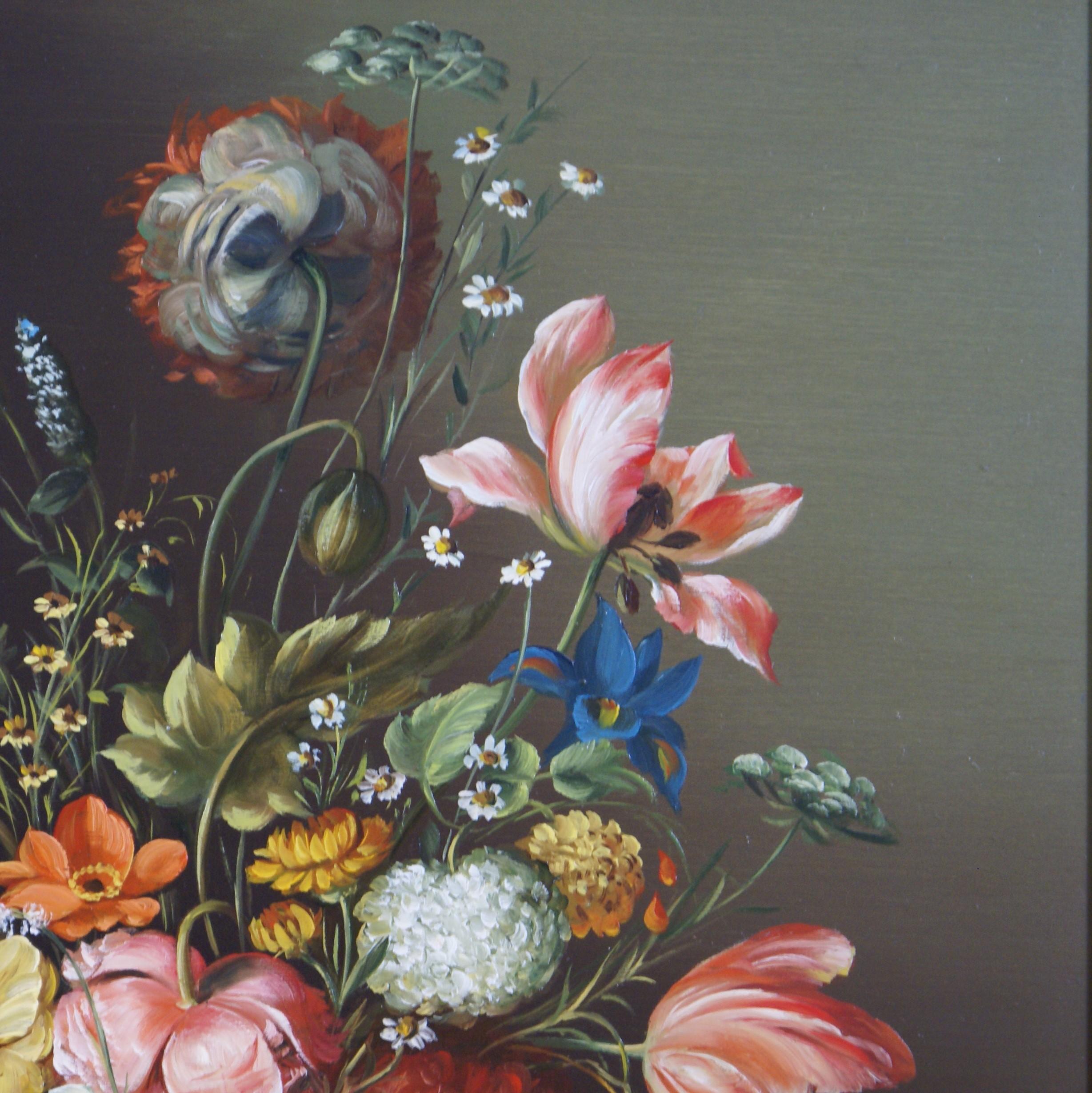 Dutch-Style Floral Still Life - Realist Painting by Unknown