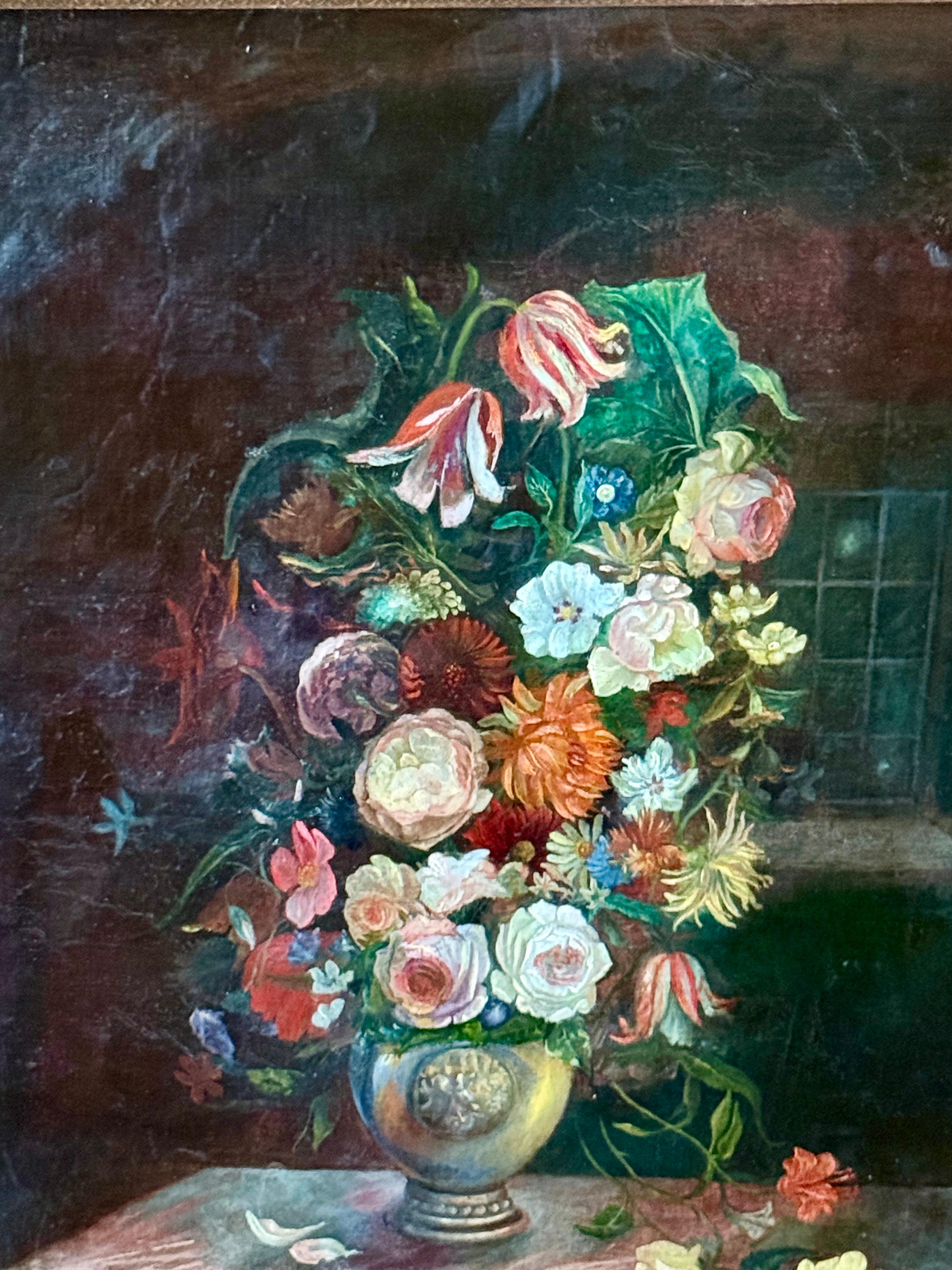 Fiori in stile olandese, sala da sera con finestra in vendita 6