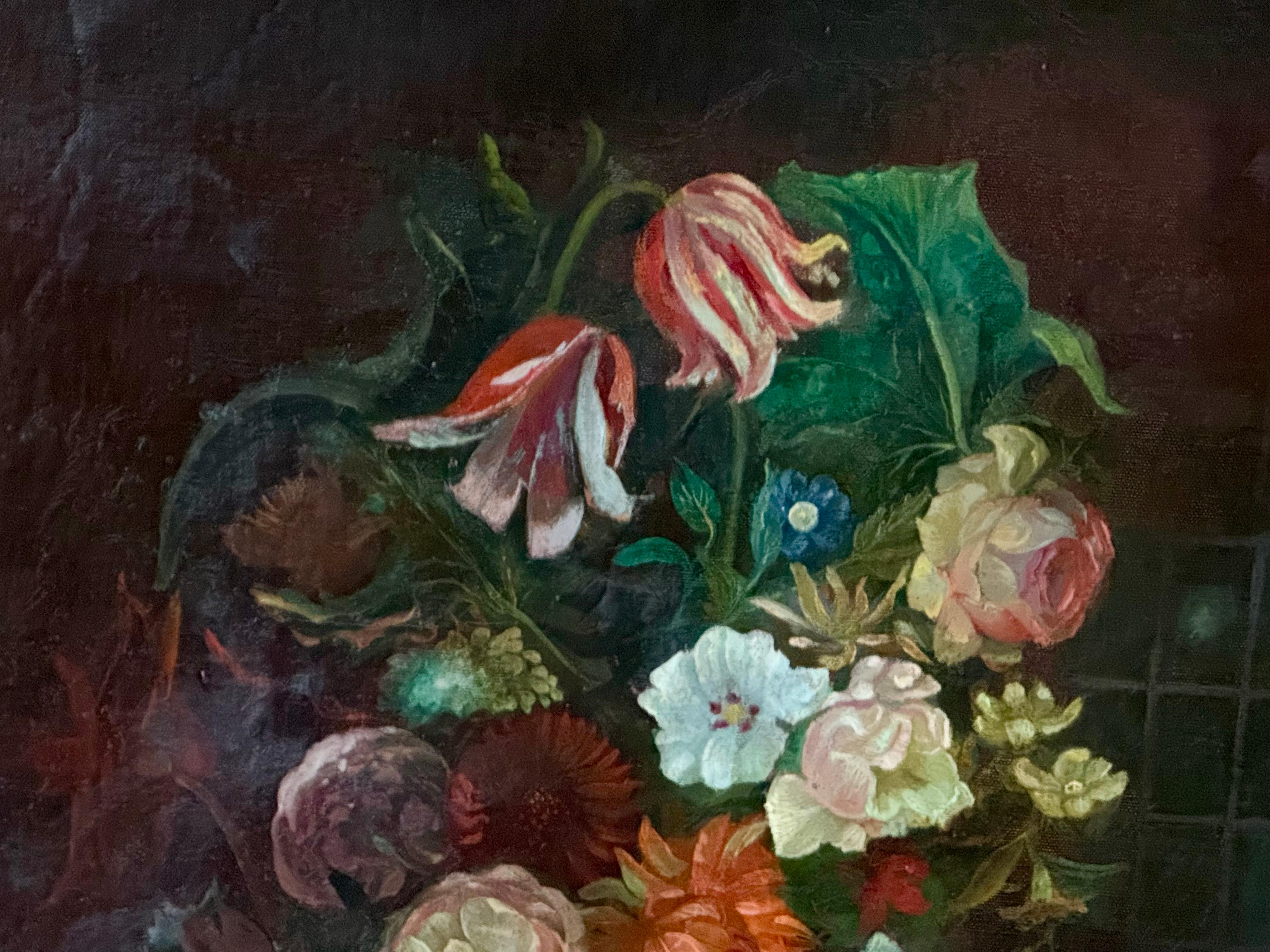 Fiori in stile olandese, sala da sera con finestra in vendita 12