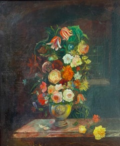 Fiori in stile olandese, sala da sera con finestra