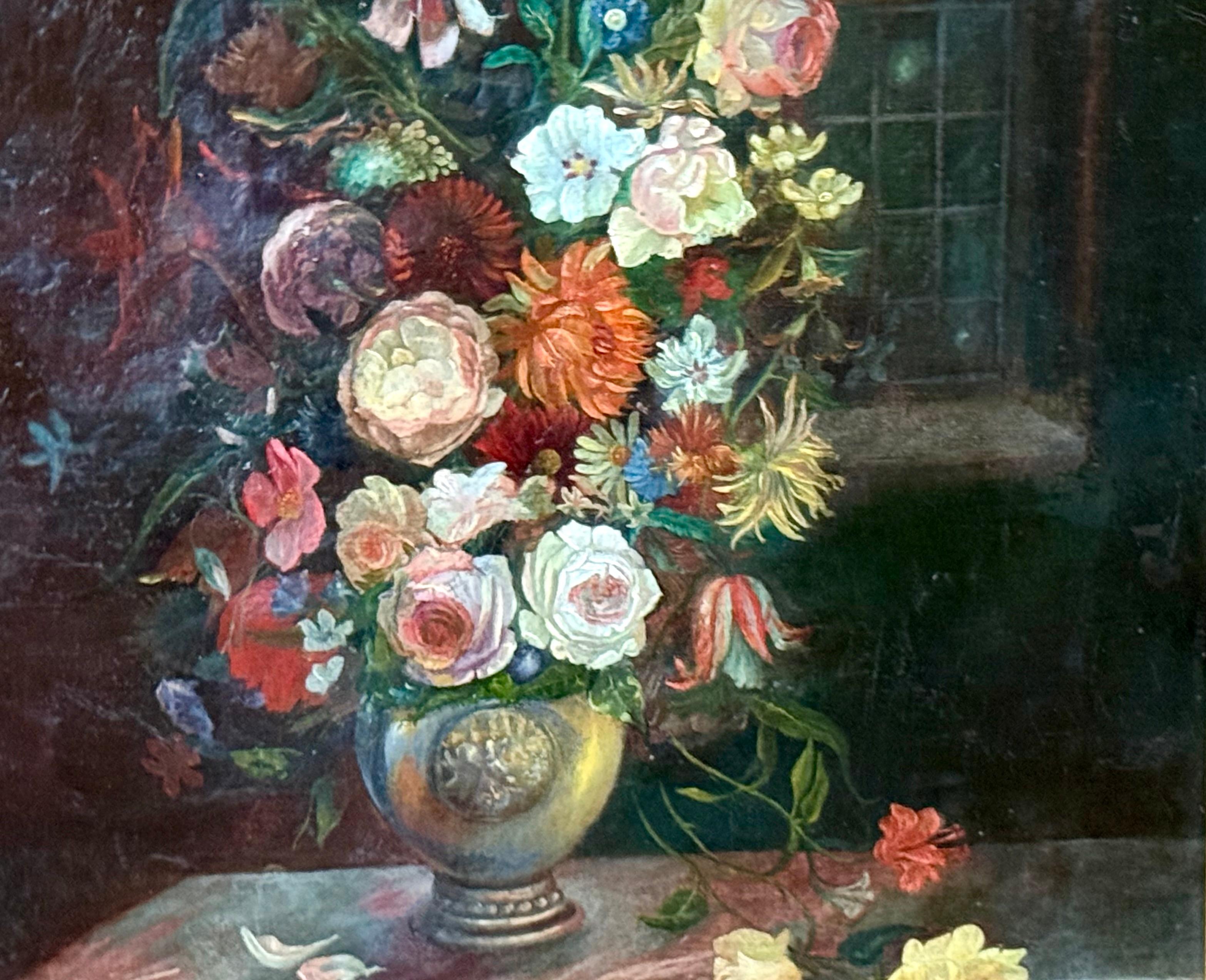 Fiori in stile olandese, sala da sera con finestra in vendita 4