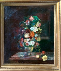 Fiori in stile olandese, sala da sera con finestra