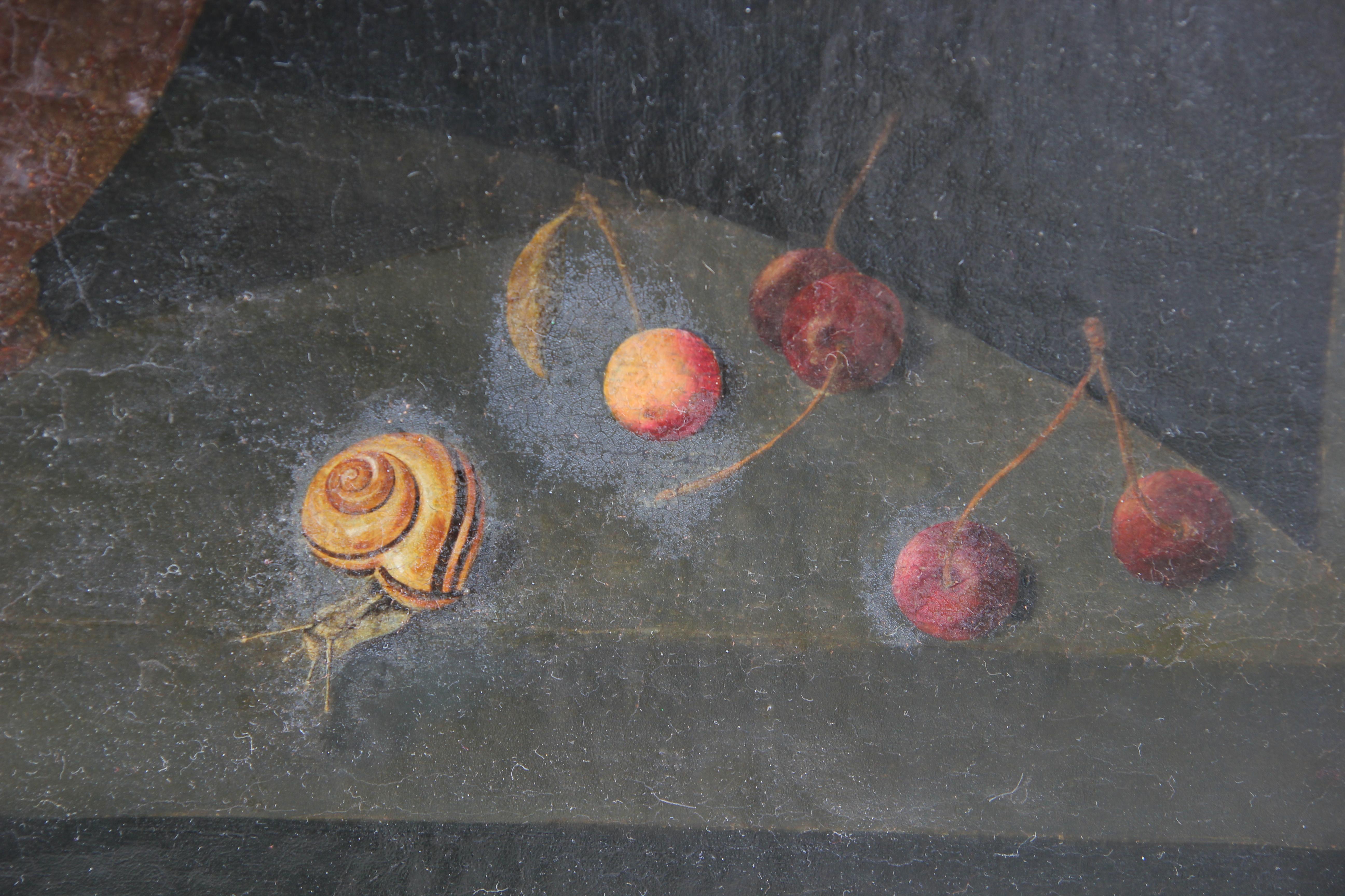 Dutch Style Vanitas Floral Still Life Painting - Black Still-Life Painting by Unknown