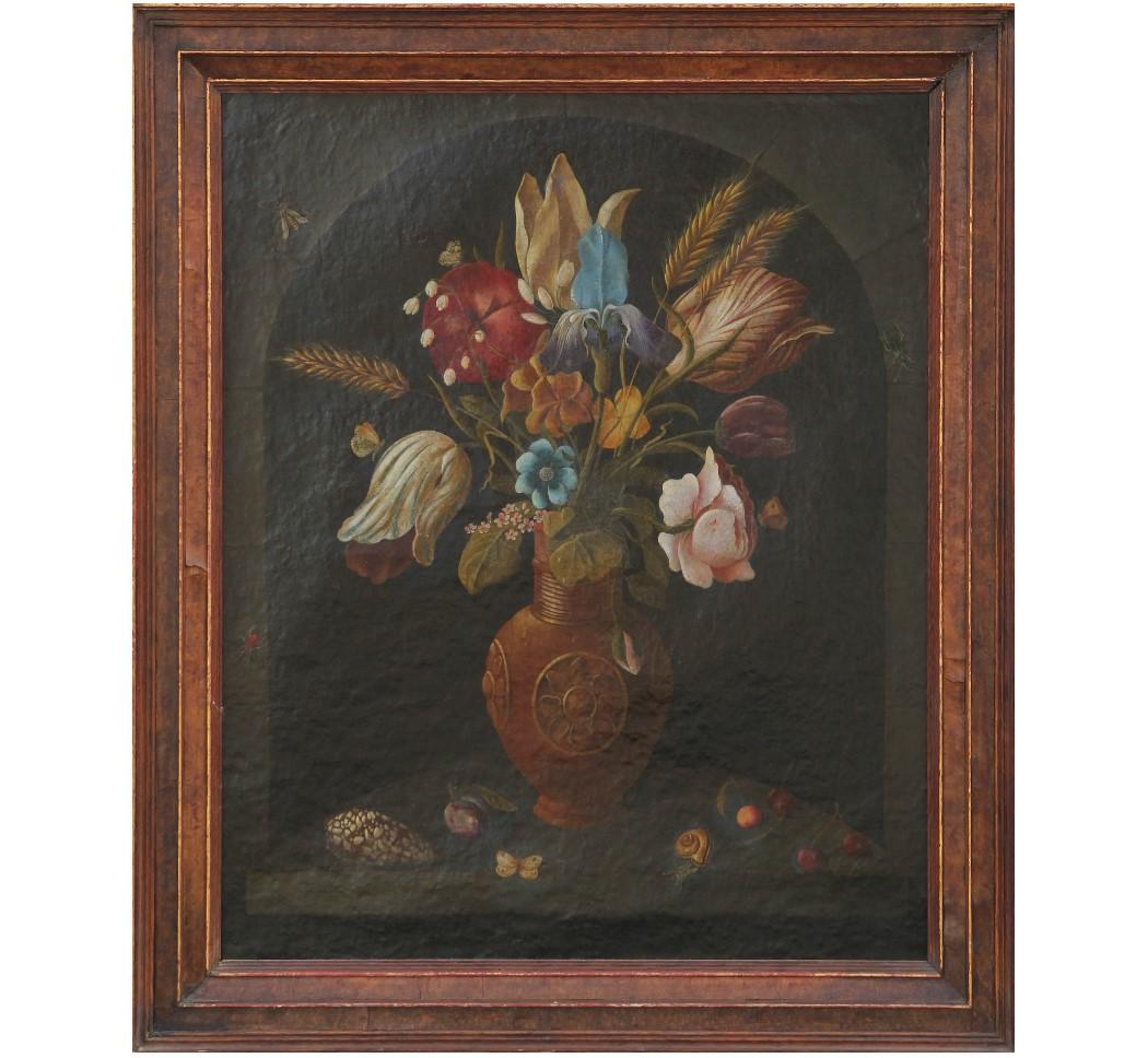 Unknown Still-Life Painting - Dutch Style Vanitas Floral Still Life Painting