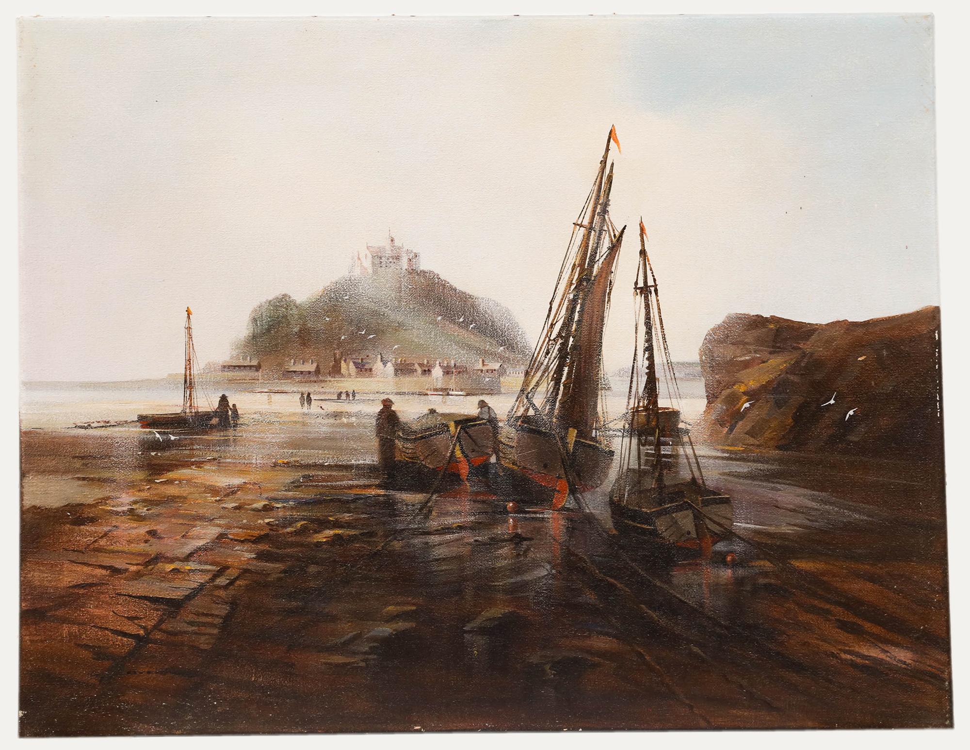 Figurative Painting Unknown - Dyer du 20ème siècle, monture Saint Michael