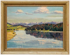 E. Alfr. Escher - Framed Mid 20th Century Oil, Swiss Lake Scene