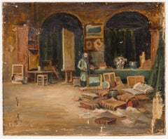 E. Broumard  - For Restoration 1891 Oil, The Painter's Studio