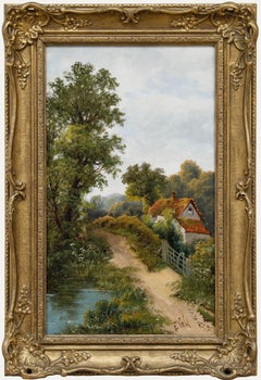 E. Cole - 19th Century Oil, Cottage by the River