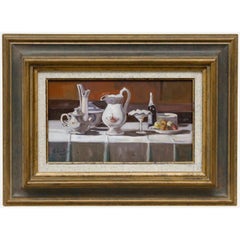E. Cortes - Framed 20th Century Oil, Still Life with Tableware II
