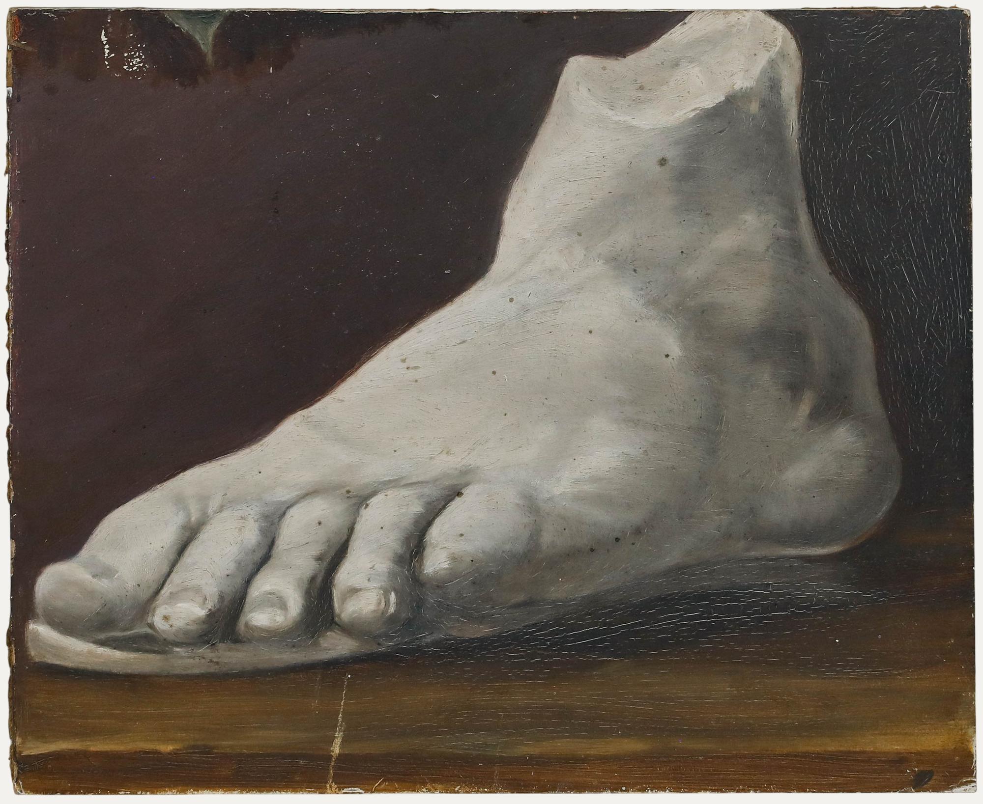Unknown Figurative Painting - E. Gaubert - Late 19th Century Oil, Study of a Marble Foot