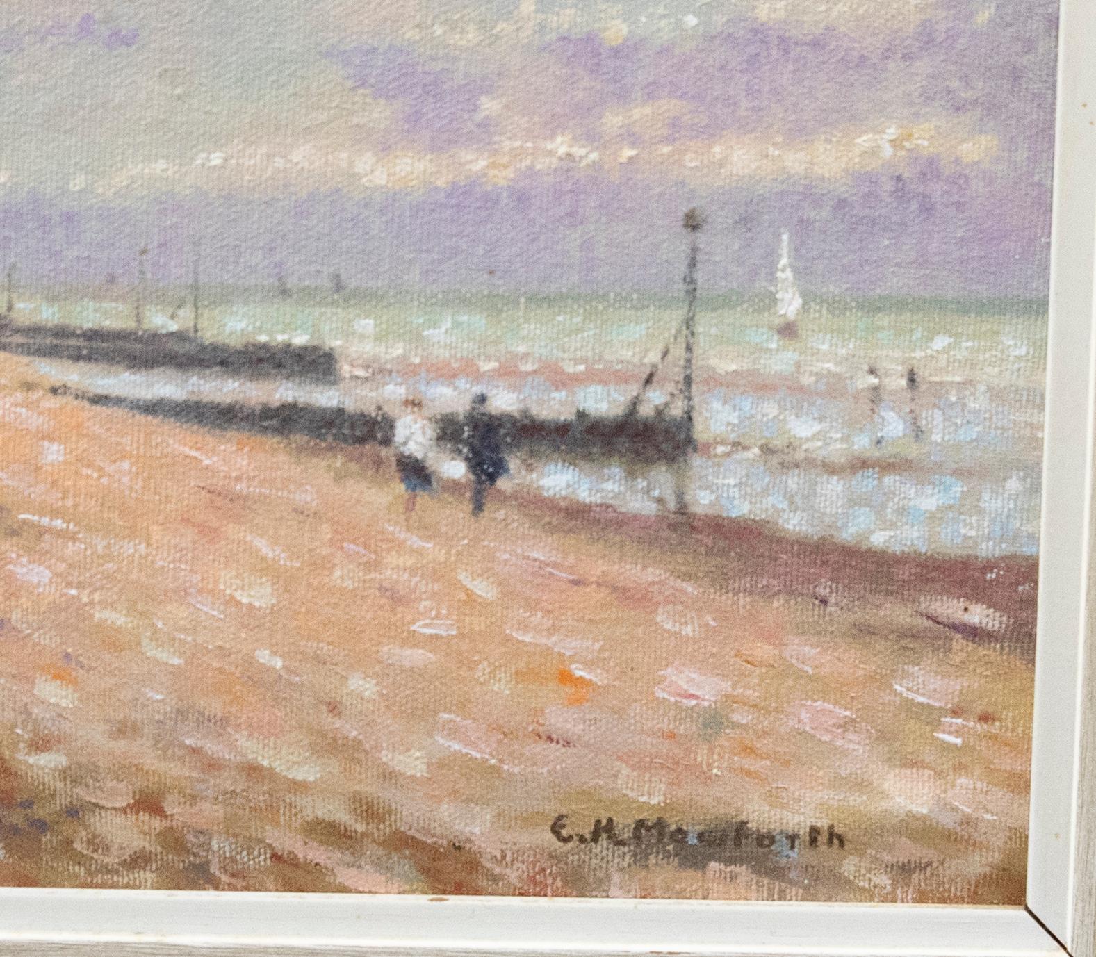 E .H. Mowforth - Framed 20th Century Oil, Figures at the Beach For Sale 1