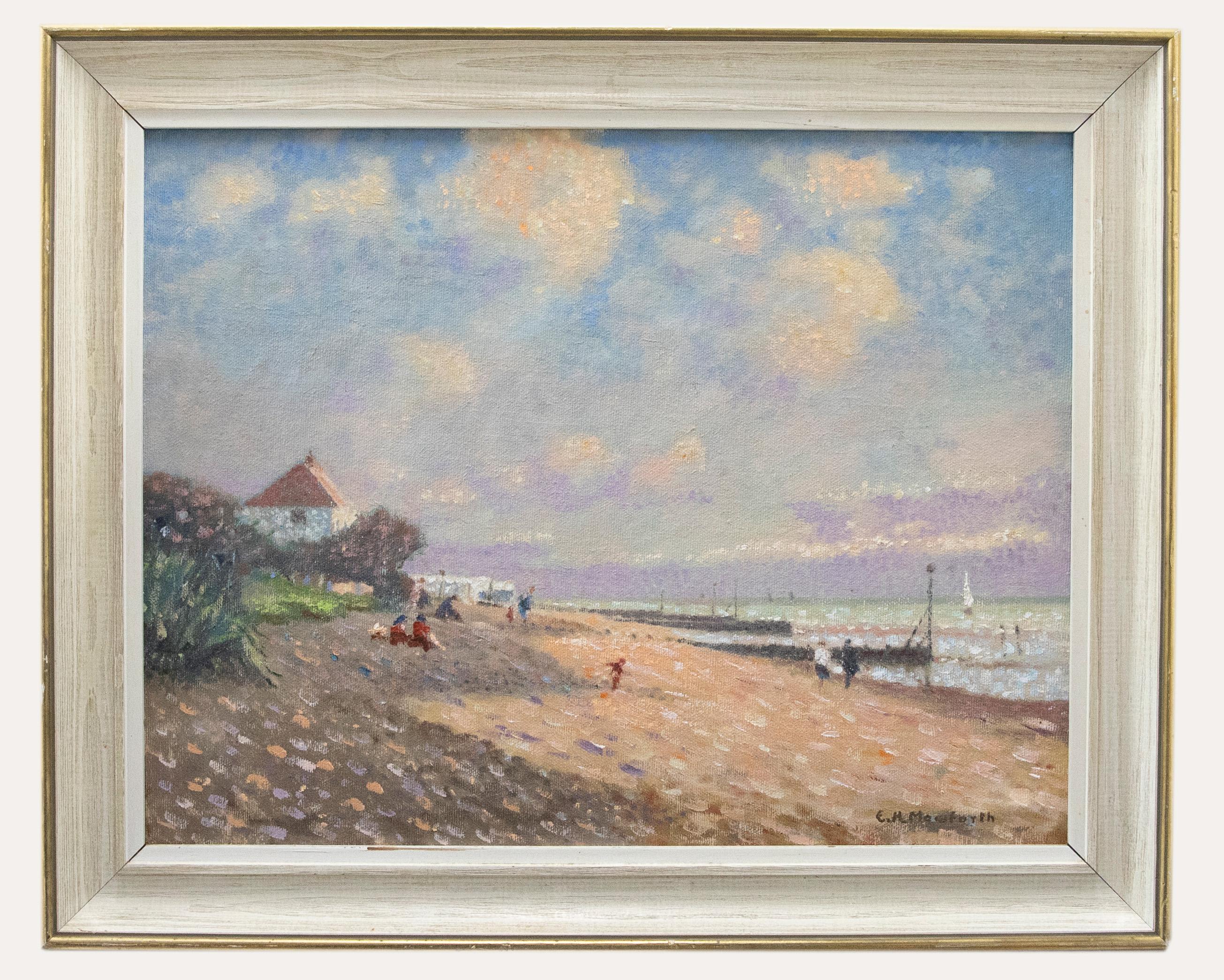 Unknown Figurative Painting - E .H. Mowforth - Framed 20th Century Oil, Figures at the Beach