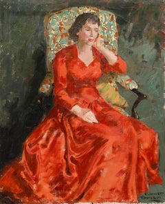 E. Jowett Edwards - 20th Century Oil, The Red Gown