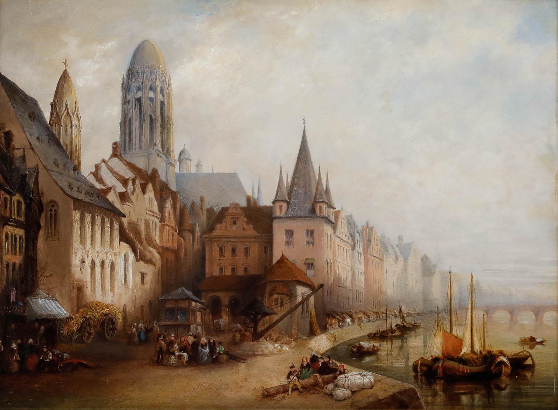 E. Oswald Coe (fl.1833-1851) - Frühes 19. Jahrhundert Öl, Frankfurt am Main – Painting von Unknown
