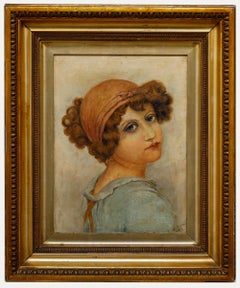 E. Watson - 1899 Oil, Girl in a Blue Dress