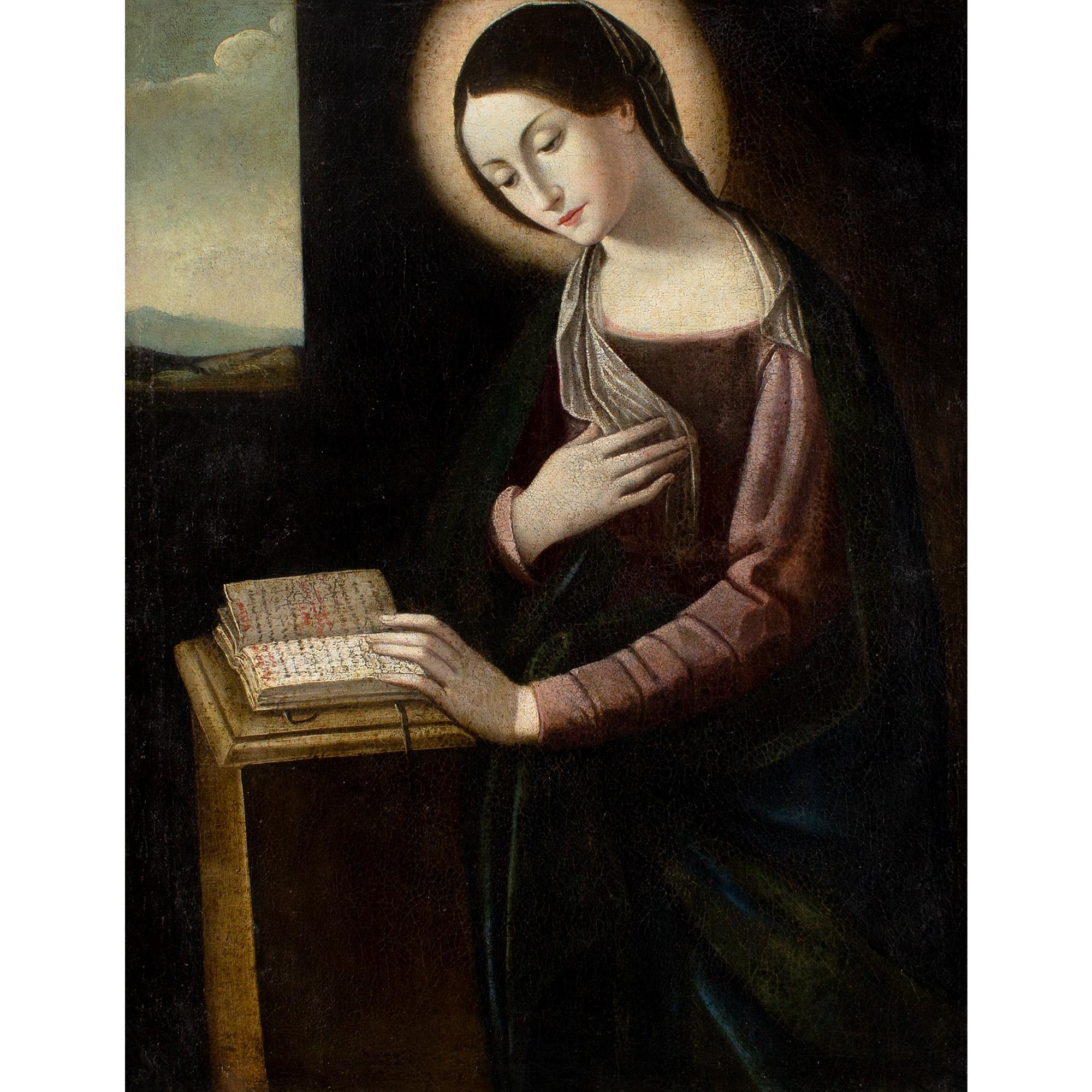 Early 17th-Century Bolognese School, Annunciation, The Reading Madonna - Painting by Unknown