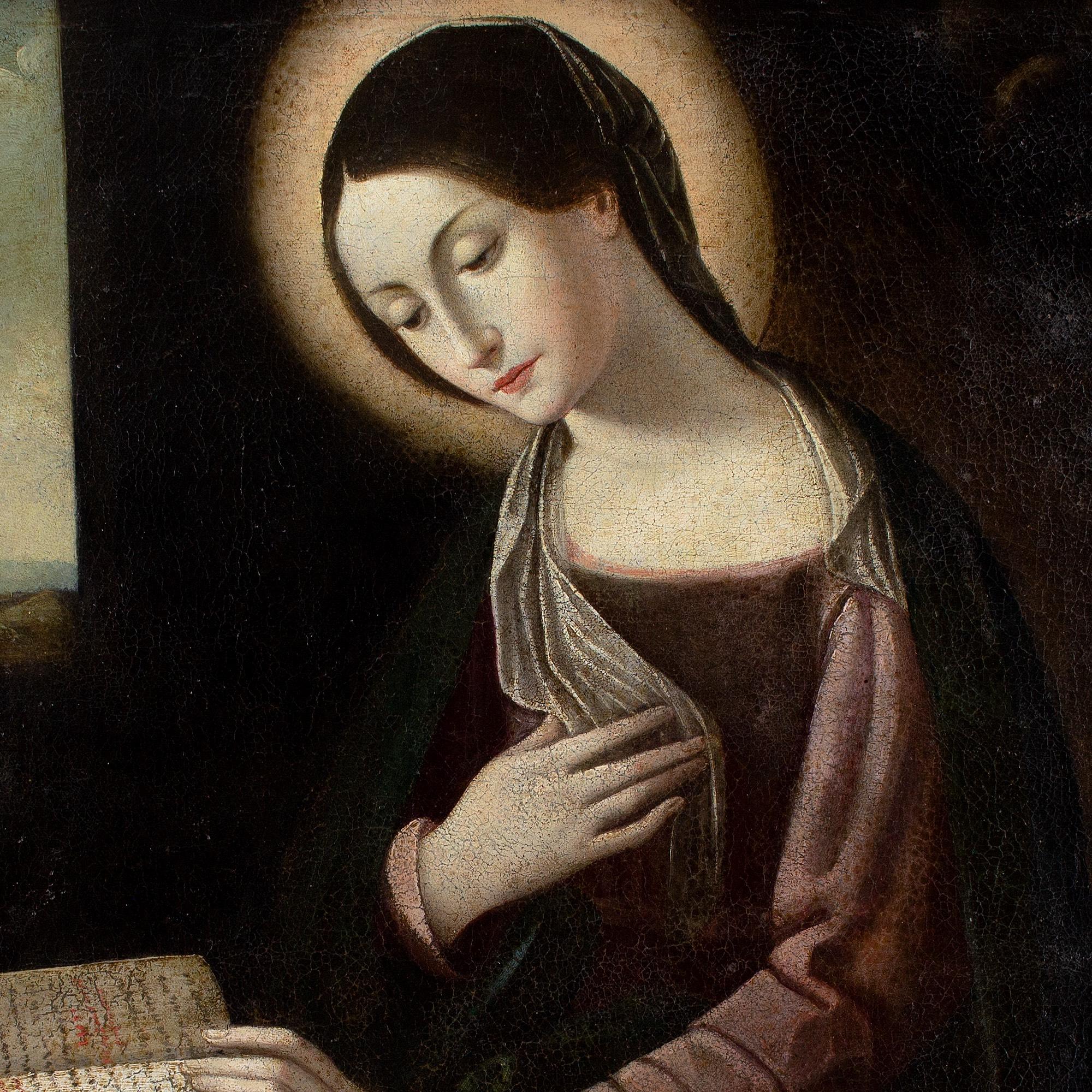 Early 17th-Century Bolognese School, Annunciation, The Reading Madonna For Sale 1