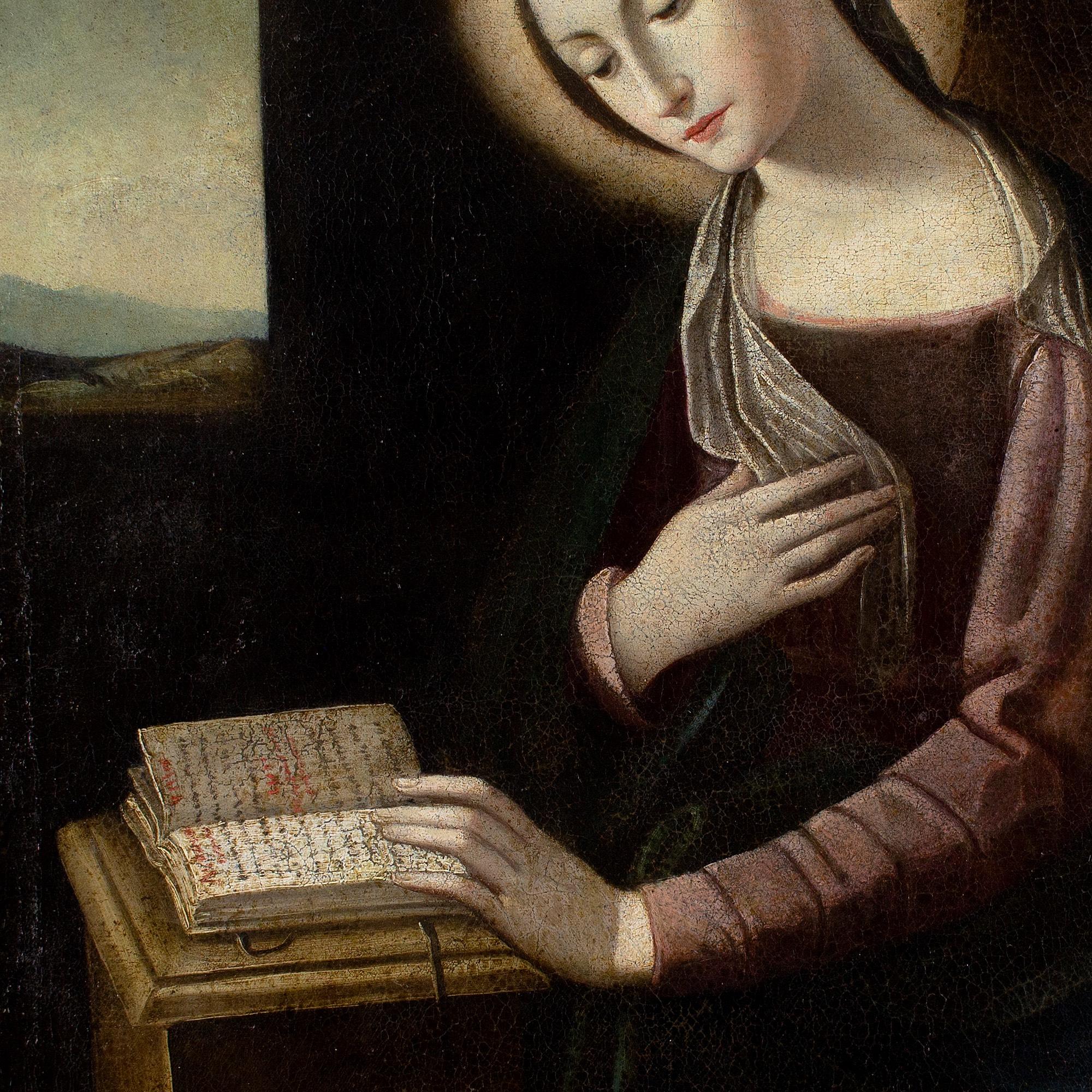 Early 17th-Century Bolognese School, Annunciation, The Reading Madonna For Sale 2
