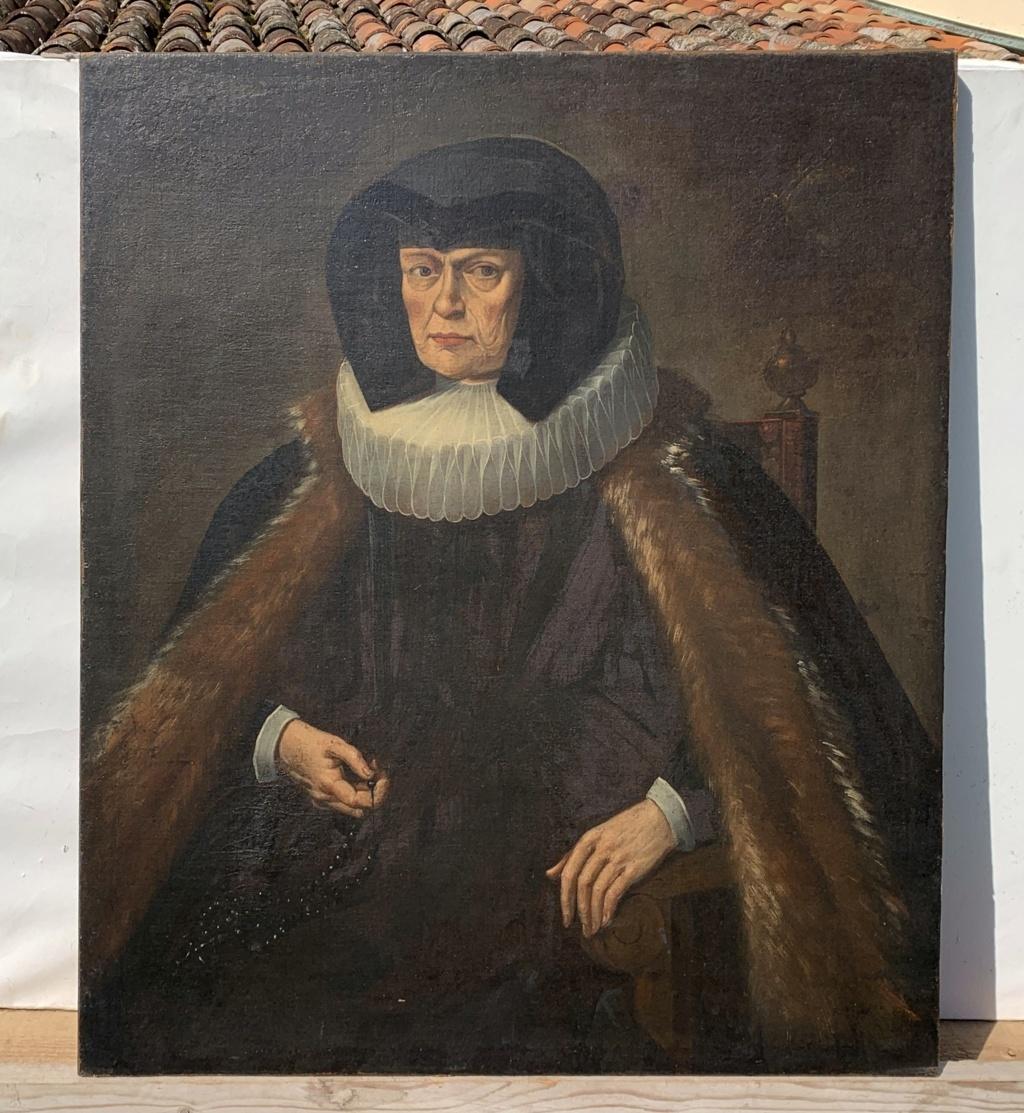 Ritratto olandese dell'inizio del XVII secolo - Signora in pelliccia - Olio su tela fiammingo - Painting di Unknown