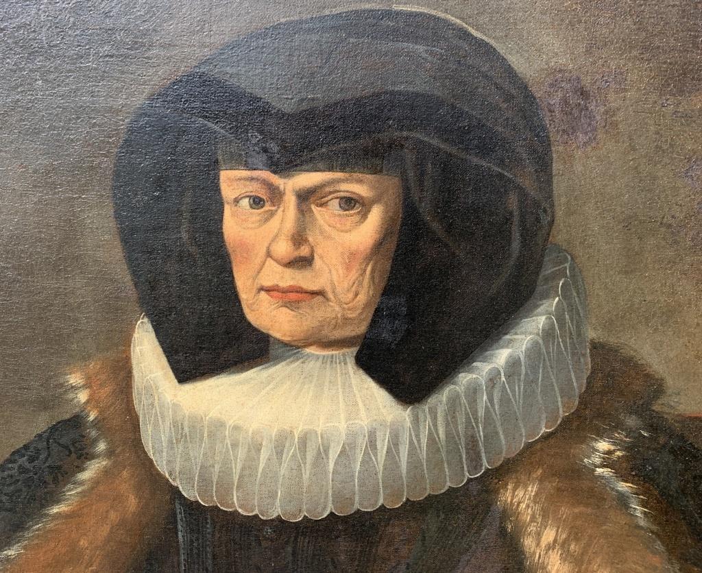 Ritratto olandese dell'inizio del XVII secolo - Signora in pelliccia - Olio su tela fiammingo - Painting Barocco di Unknown