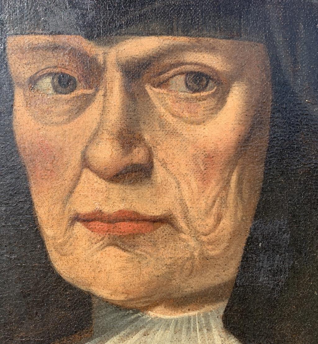 Ritratto olandese dell'inizio del XVII secolo - Signora in pelliccia - Olio su tela fiammingo 4