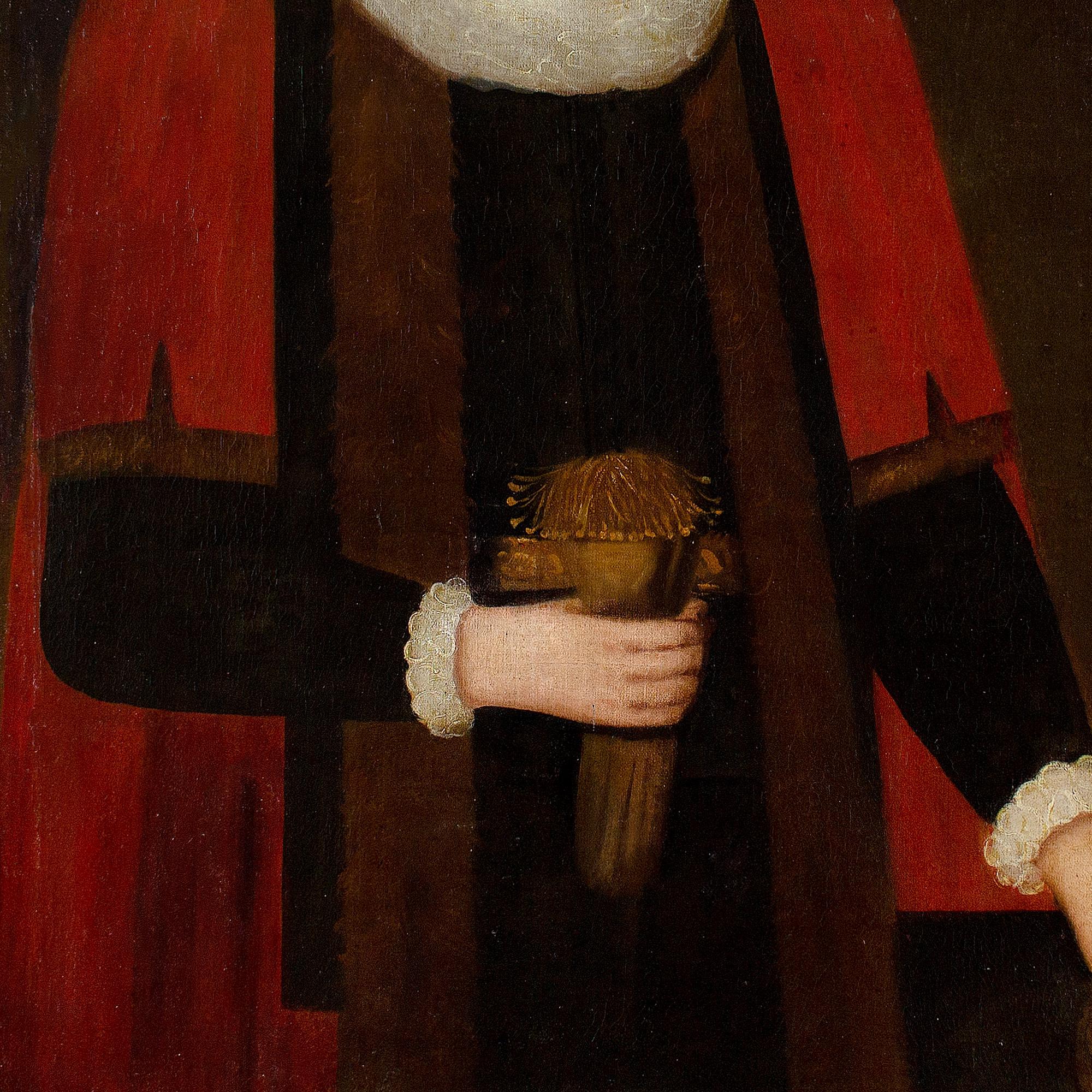 Portrait d'I Hill et gants d'origine de l'English School du début du XVIIe siècle en vente 1