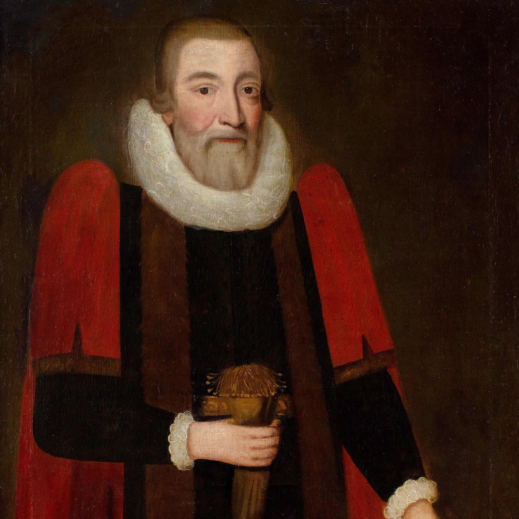 Portrait d'I Hill et gants d'origine de l'English School du début du XVIIe siècle en vente 2