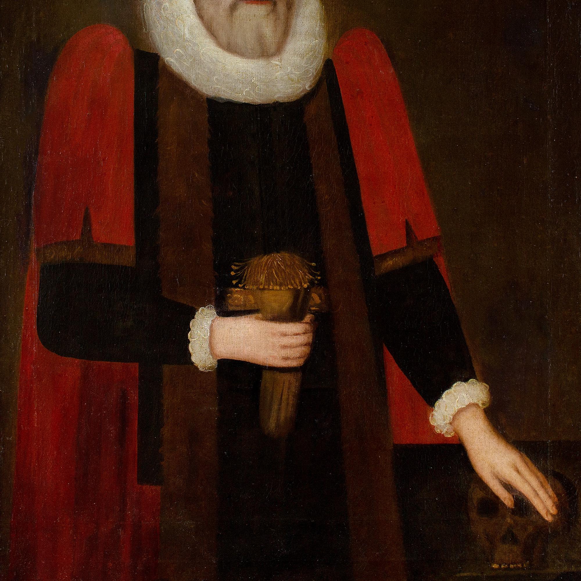 Portrait d'I Hill et gants d'origine de l'English School du début du XVIIe siècle en vente 3