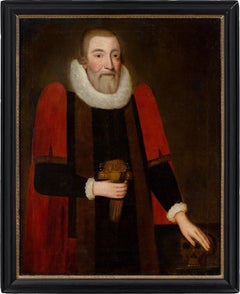 Ritratto di Edward Hill di scuola inglese del primo XVII secolo e guanti originali