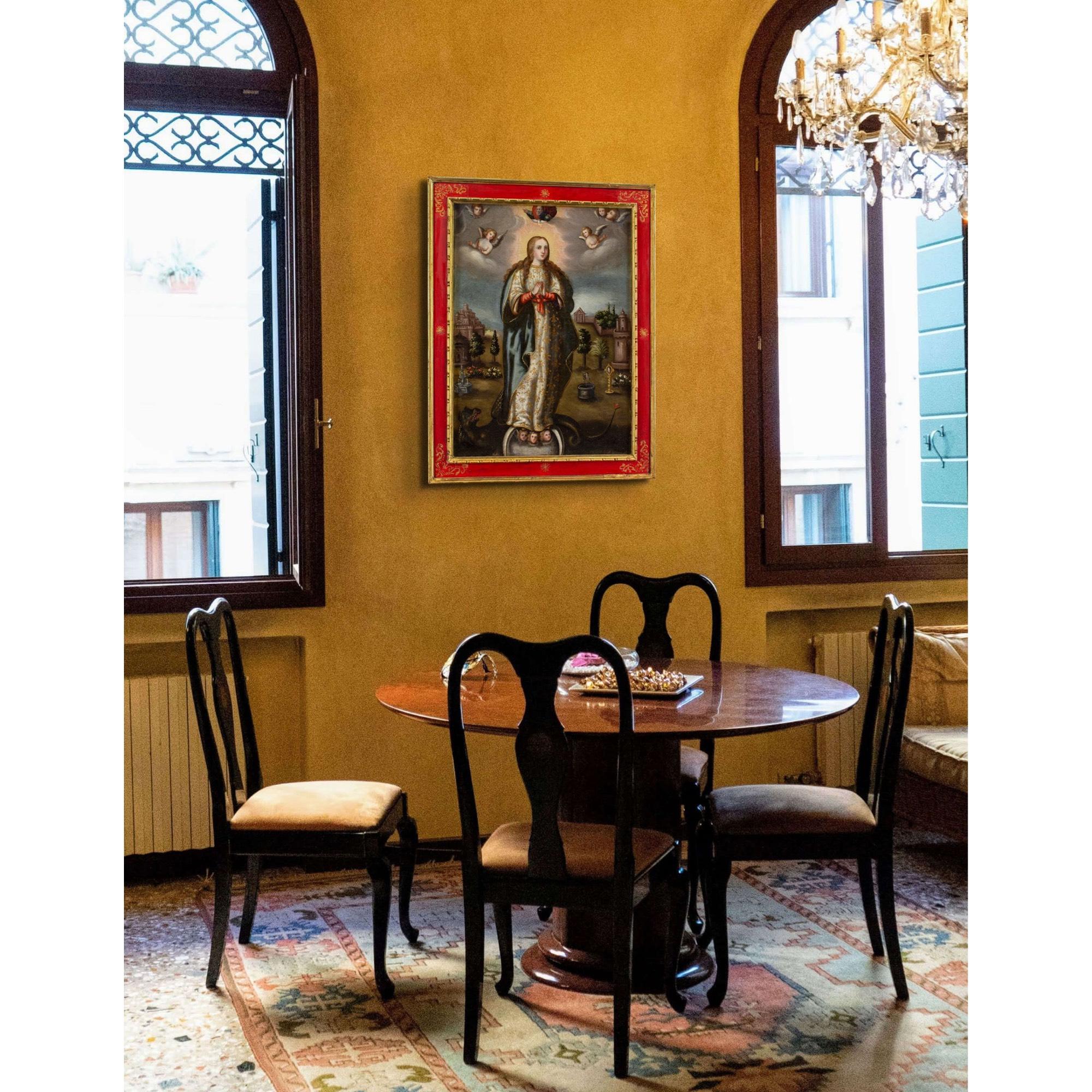 Frühe spanische Kolonialschule aus dem 17. Jahrhundert, Jungfrau von der Unbefleckten Empfängnis (Braun), Figurative Painting, von Unknown