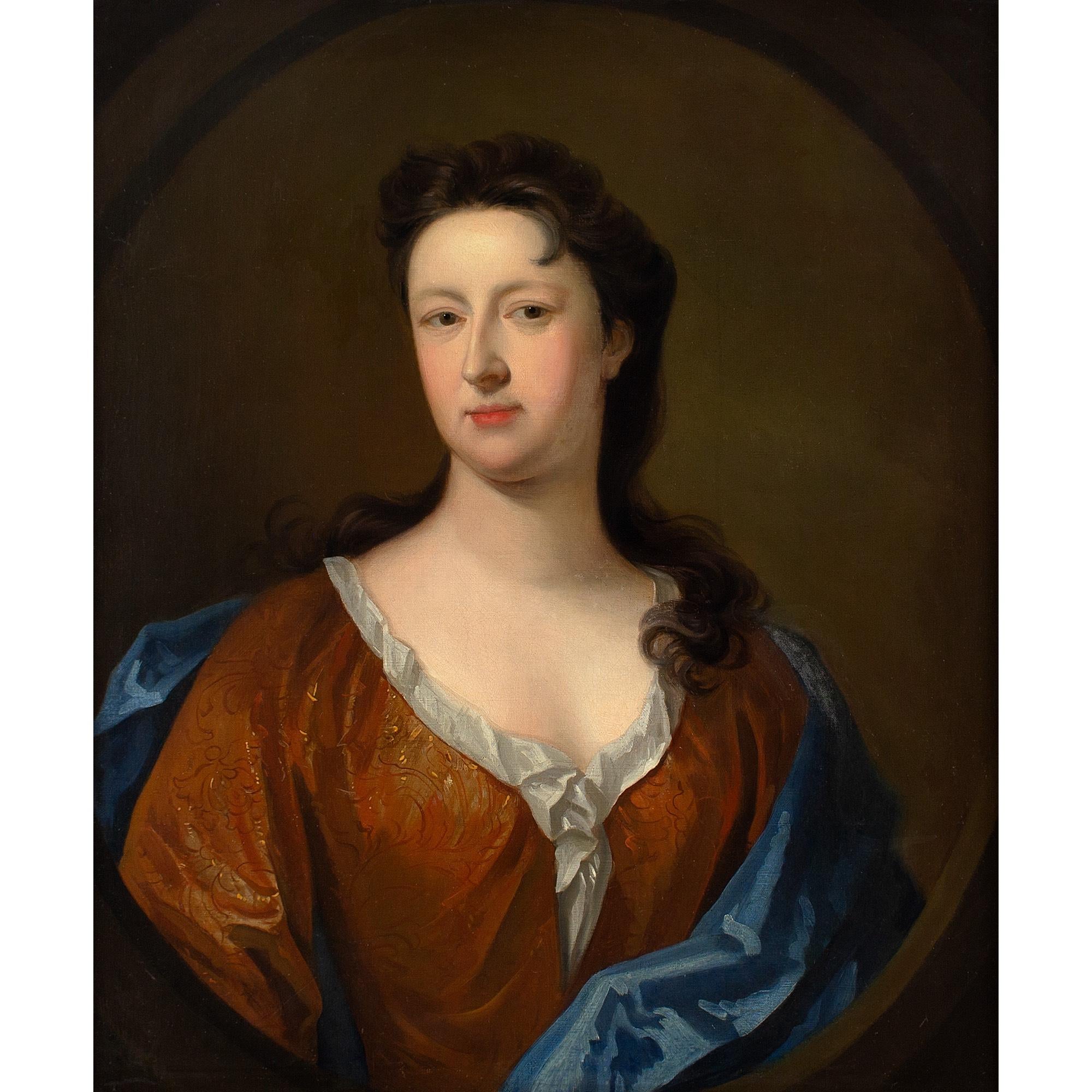 Early 18th-Century English School, Portrait Of A Lady In A Russet Dress - Painting by Unknown