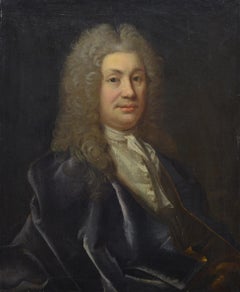 Early 18th Century European Baroque Portrait of Noble Gentleman Oil Canvas