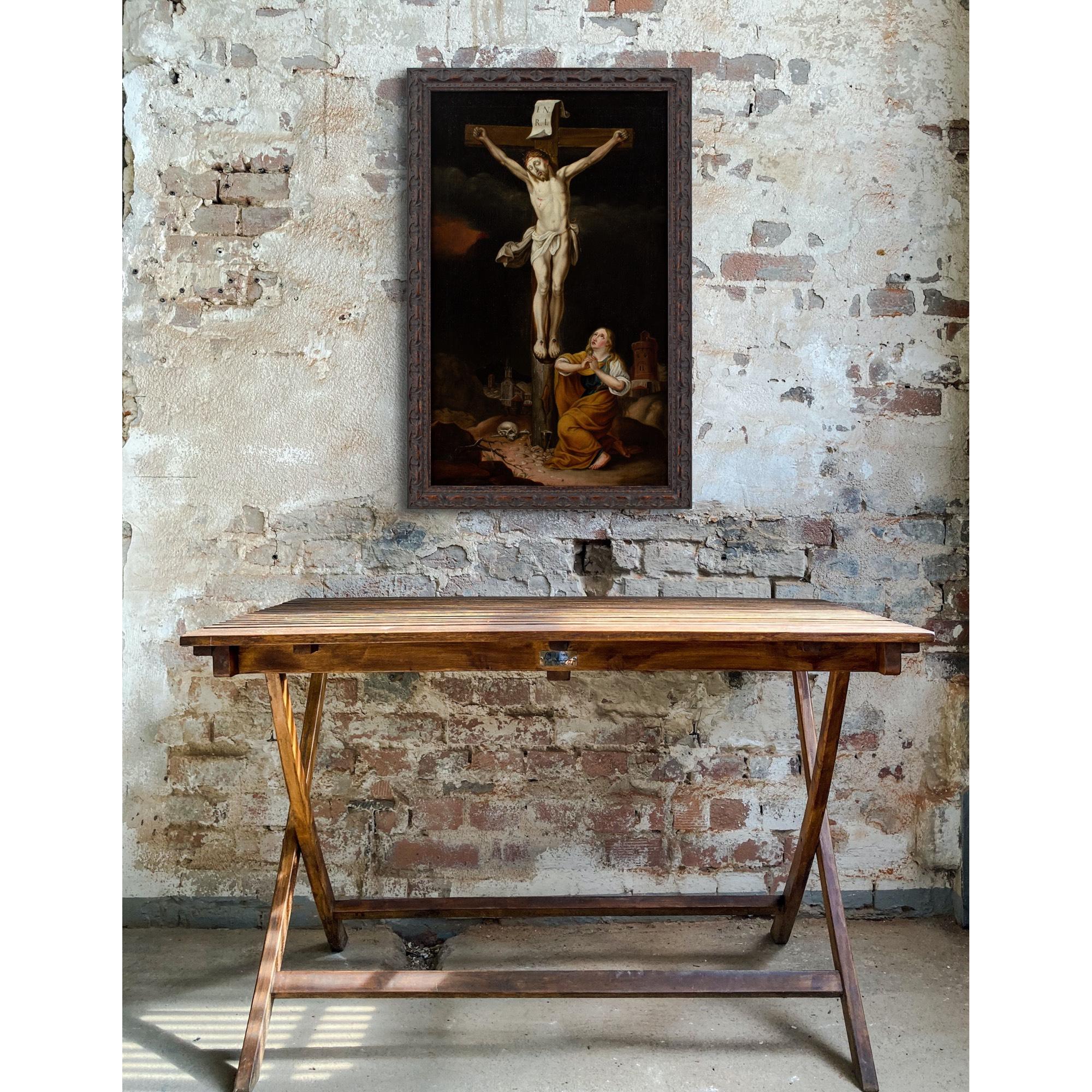 Escuela flamenca de principios del siglo XVIII, Cristo en la cruz con María Magdalena en venta 1