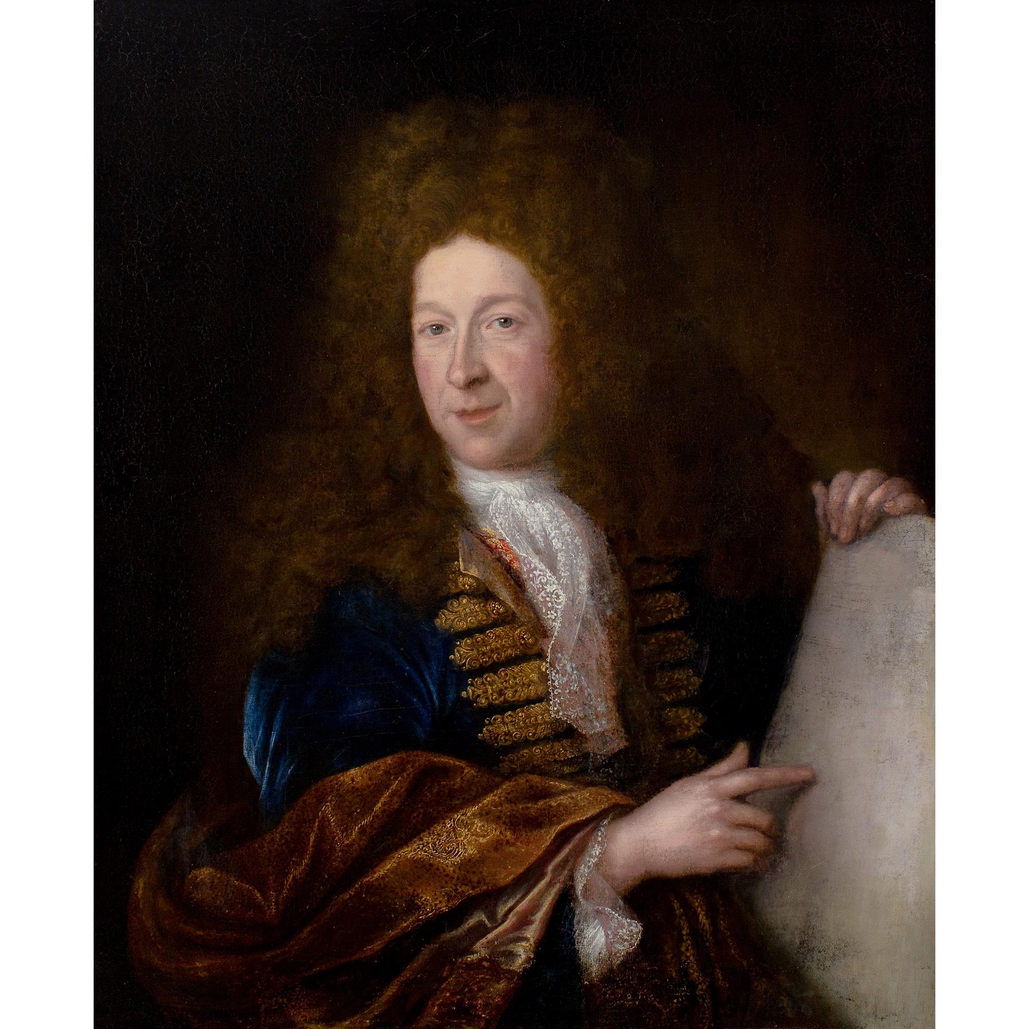 Début du 18e siècle, école française, portrait d'un gentilhomme, peinture à l'huile ancienne - Painting de Unknown