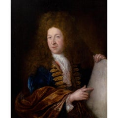 Début du 18e siècle, école française, portrait d'un gentilhomme, peinture à l'huile ancienne