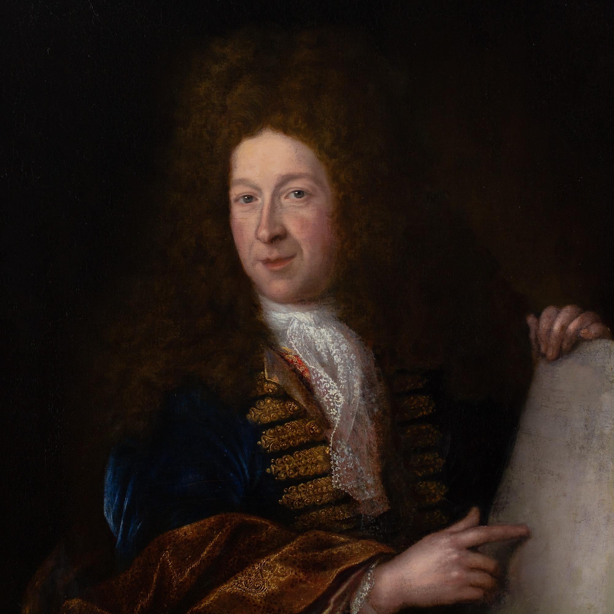 Début du 18e siècle, école française, portrait d'un gentilhomme, peinture à l'huile ancienne en vente 1