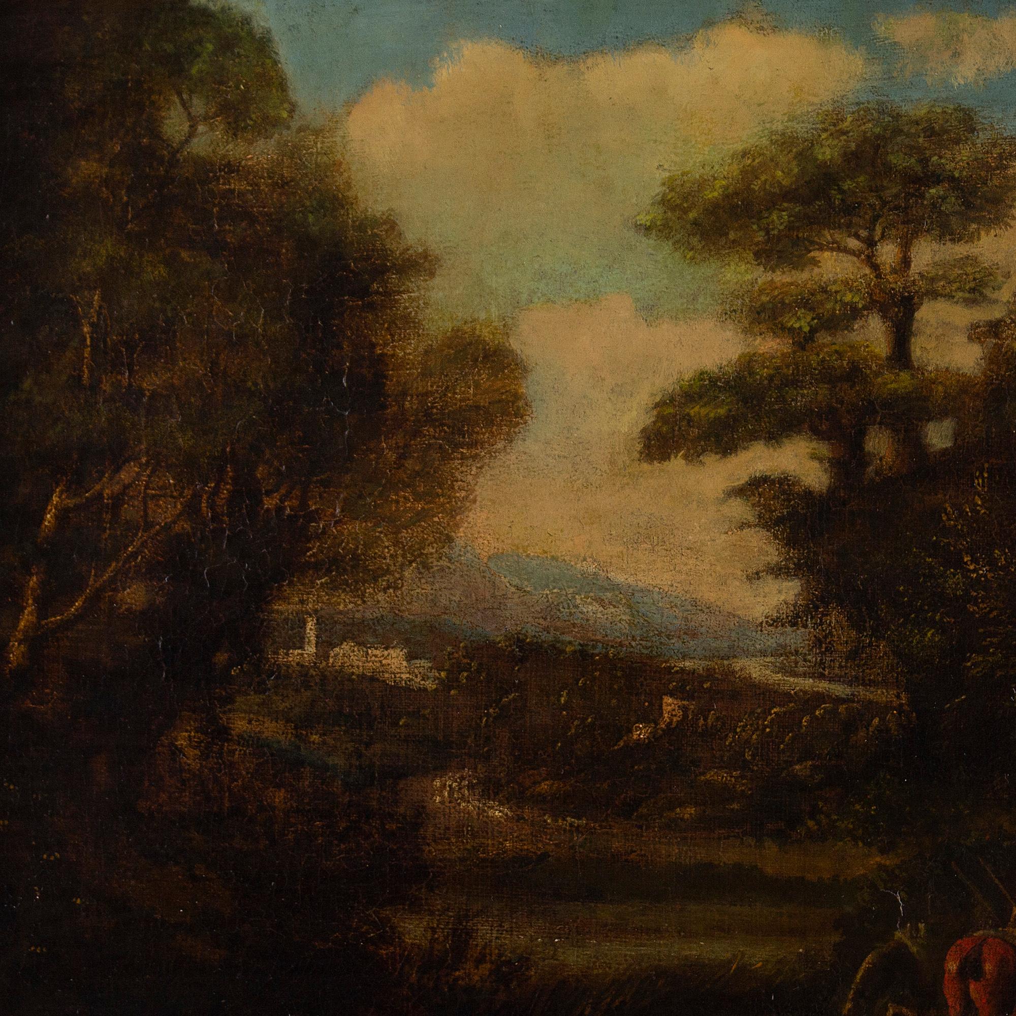 Early 18th-Century Idealised Italianate Landscape With Figures & Cattle For Sale 2