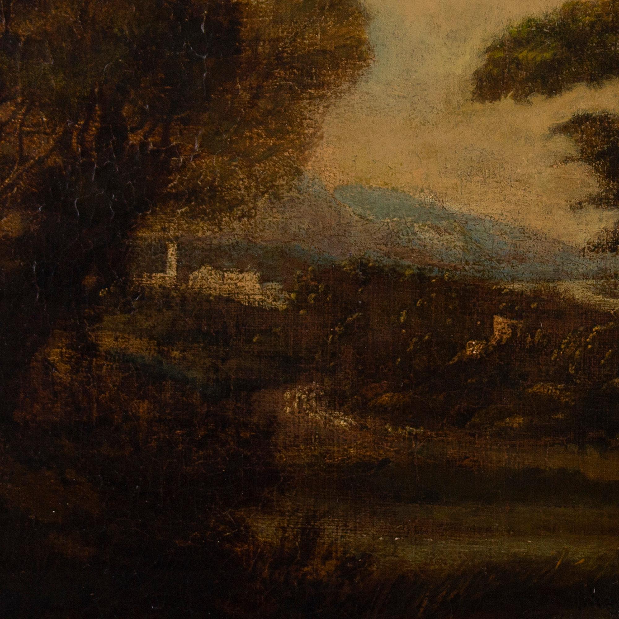 Idealisierte italienische Landschaft des frühen 18. Jahrhunderts mit Figuren und Rindern im Angebot 3
