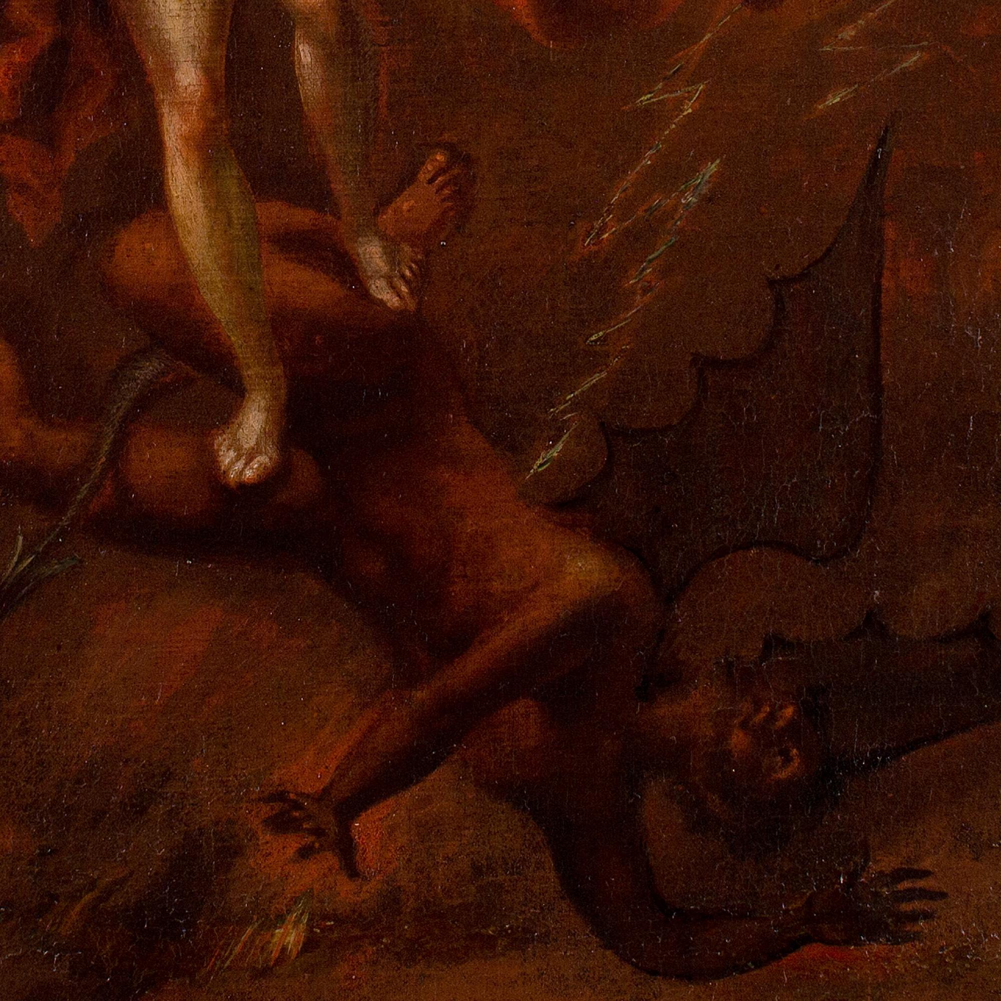 Early 18th-Century Neapolitan School, Archangel Michael Vanquishing The Devil For Sale 3