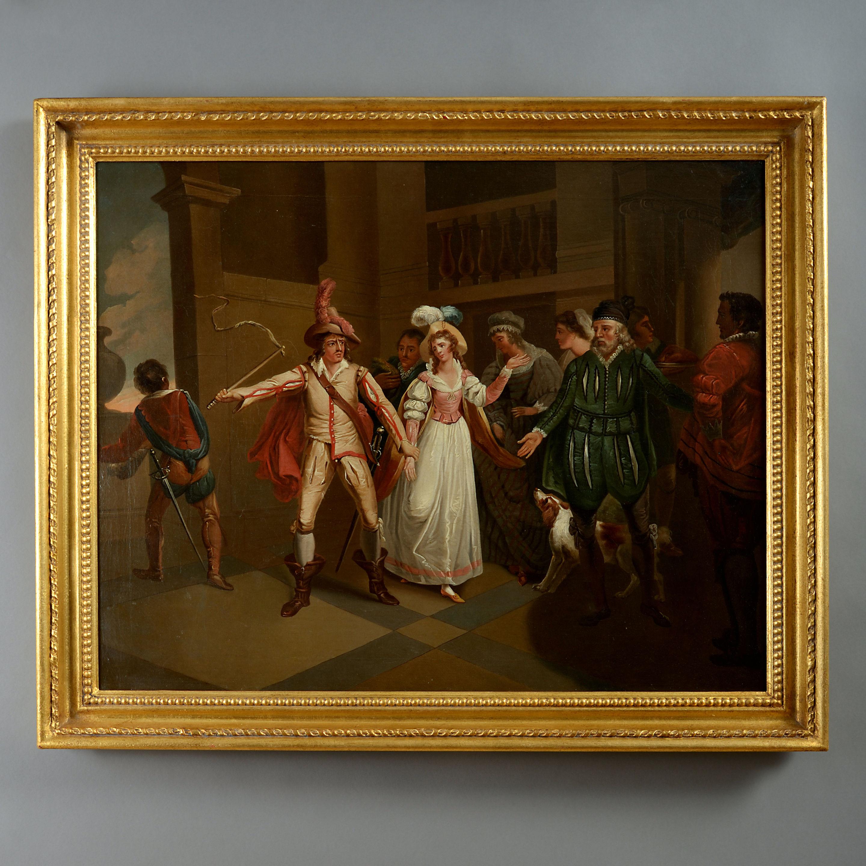 Unknown Figurative Painting - Early 18th Century Oil After Francis Wheatley, The Taming of The Shrew 