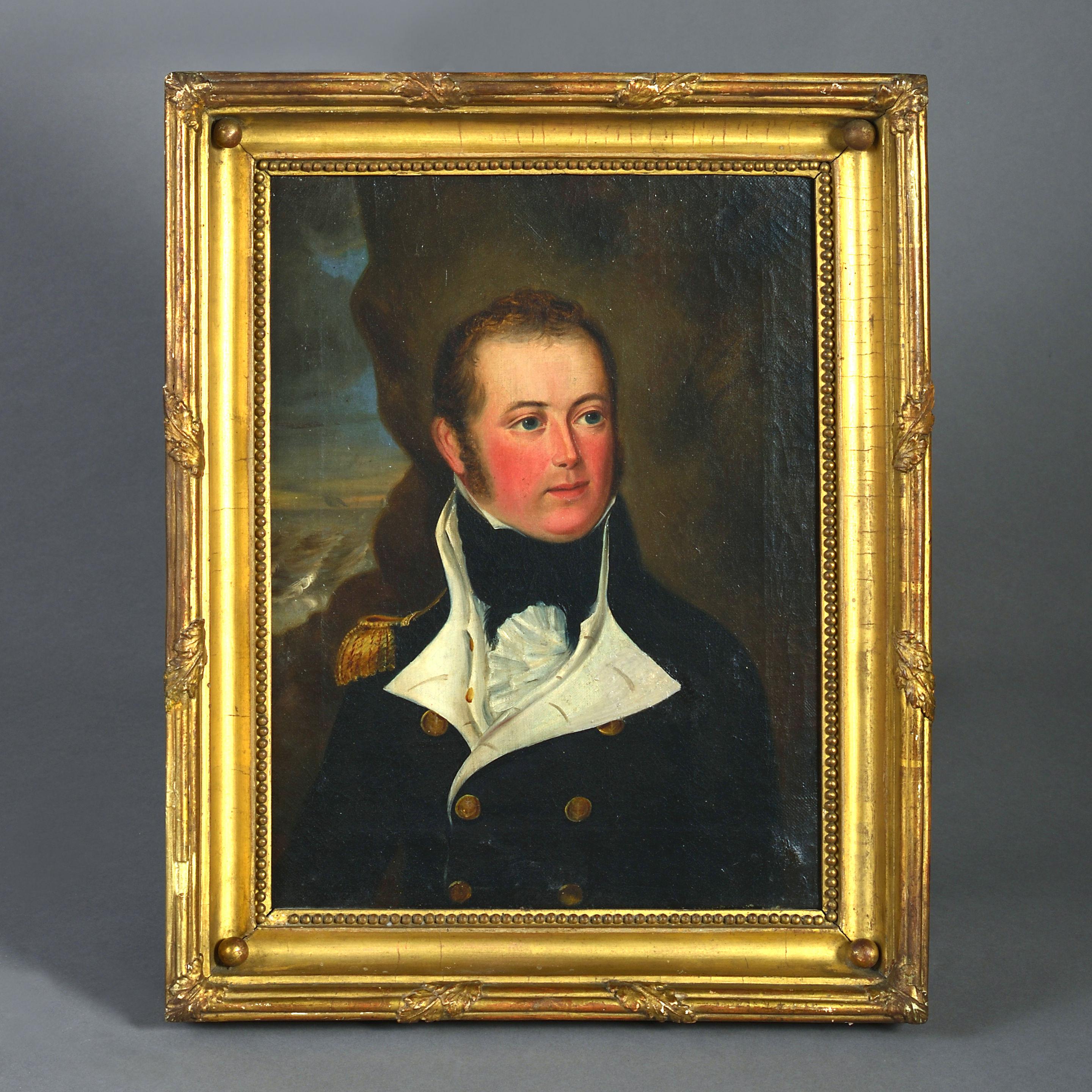 Early 18th Century Portrait of Lt. Edward Elers R.N. (1782-1815) -Oil on Canvas – Painting von Unknown