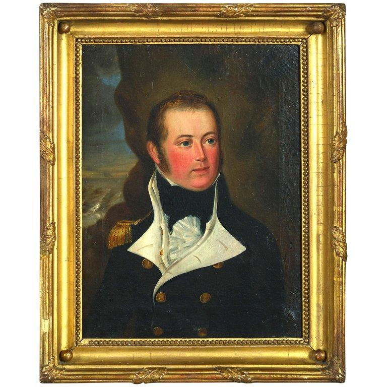 Unknown Portrait Painting – Early 18th Century Portrait of Lt. Edward Elers R.N. (1782-1815) -Oil on Canvas