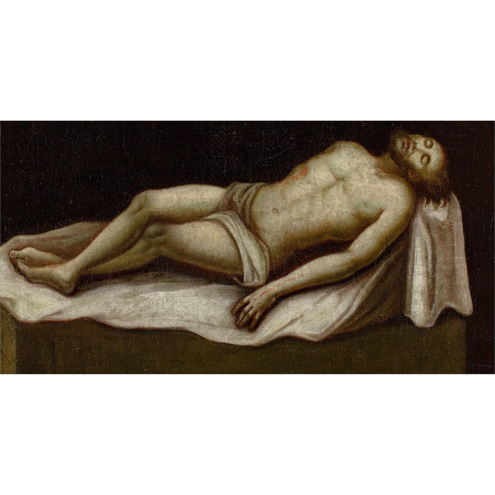 Early 18th-Century Spanish School, Christ In The Tomb - Painting by Unknown
