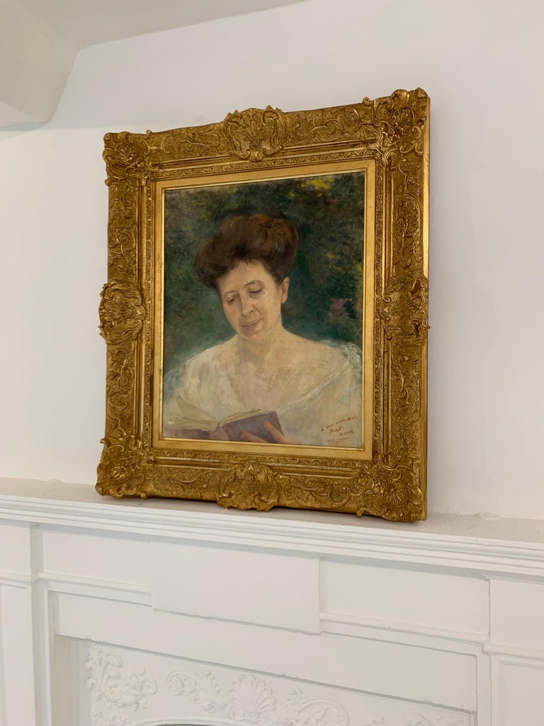 Early 1900's French Impressionist Portrait of a Lady Beautiful Gilt Frame - Painting by Unknown