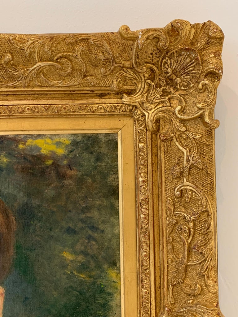 Early 1900's French Impressionist Portrait of a Lady Beautiful Gilt Frame For Sale 2