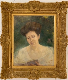 Antique Early 1900's French Impressionist Portrait of a Lady Beautiful Gilt Frame